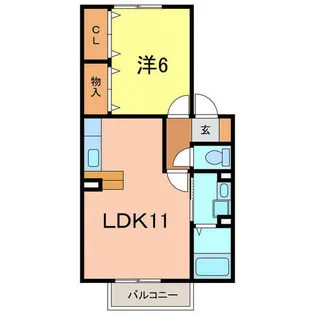 グランモア一ツ木C【1階】の間取り