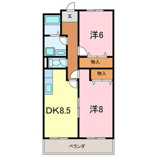 エクセル2【306号室】の間取り
