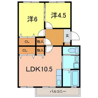 コーポラス城南【202号室】の間取り