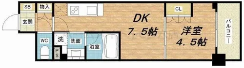 ザ・パークハビオ天満橋【4階】の間取り