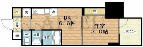 Dimus北浜【8階】の間取り