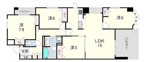セレッソコート甲南山手森北町【3階】の間取り