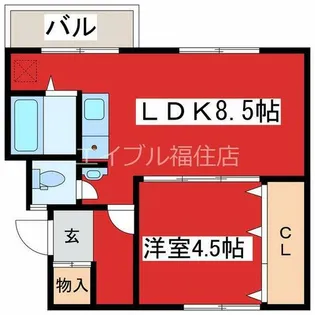 ビレッジハウス福住4号棟【1階】の間取り