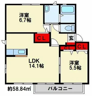 メゾンド・サンパティーク A棟【2階】の間取り