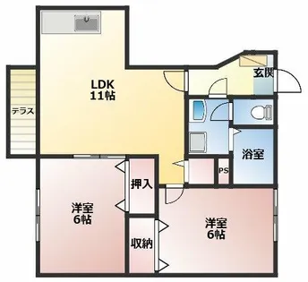 ロジュマンシェルⅡ【101号室】の間取り