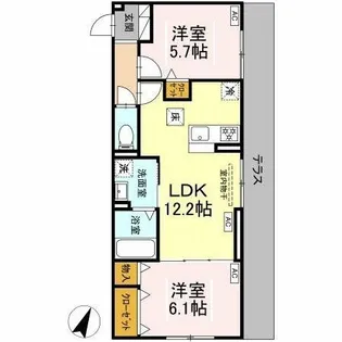 カーサ・カルーナ【103号室】の間取り