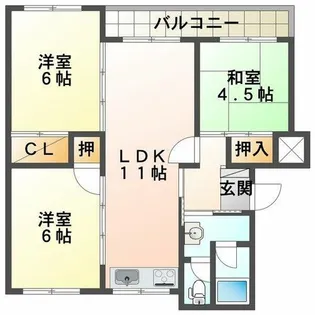 高倉台4団地22号棟【4階】の間取り