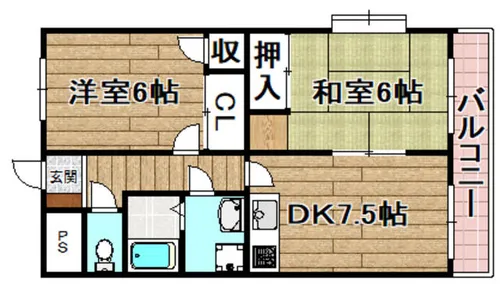 アトレーユ日吉台【306号室】の間取り