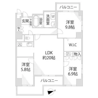 グランドヴュー島本【3階】の間取り
