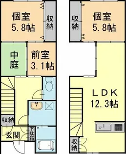 和歌山県御坊市島【テラスハウス】の間取り