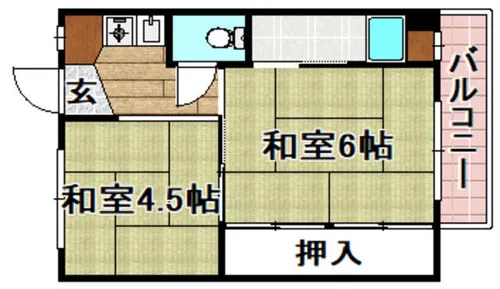 ビレッジハウス服部5号棟【106号室】の間取り