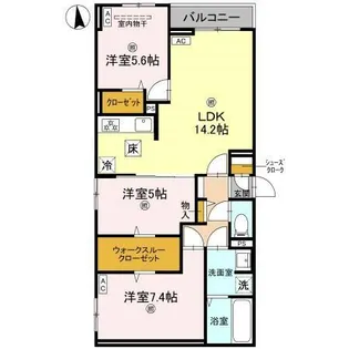 マーレ・カルモ【1階】の間取り