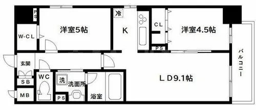 ルボワ天満橋【4階】の間取り