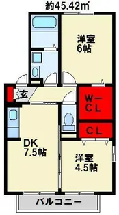 シャトン・アイ B棟【101号室】の間取り