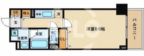 エスリード長堀タワー【8階】の間取り
