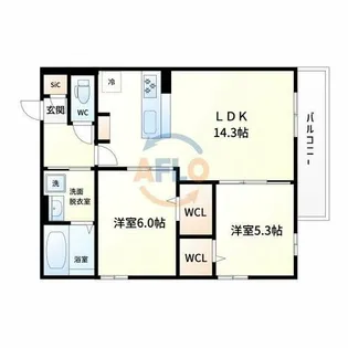 モンテゾーロ西田辺【2階】の間取り