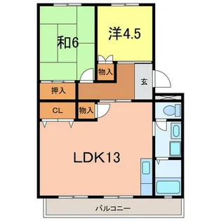 ハピネス緑【1階】の間取り