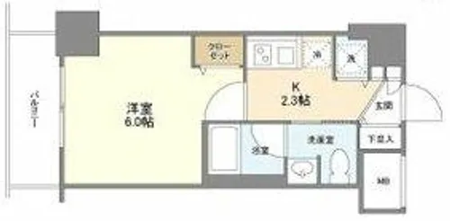 クオーレ靭公園【4階】の間取り