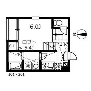 ハーモニーテラス志賀町Ⅳ【2階】の間取り