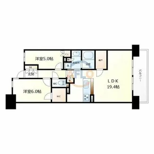 リバーガーデン福島木漏れ日の丘【19階】の間取り