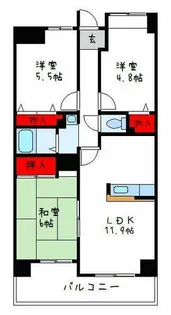 ベルグ久宝寺【5階】の間取り