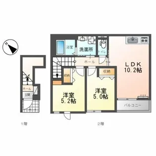 大阪府泉大津市綾井【アパート】の間取り