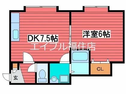 カーサ月寒【102号室】の間取り