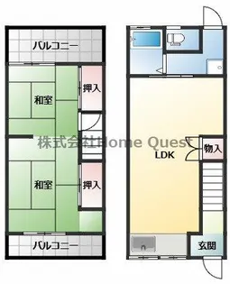大阪府柏原市安堂町【テラスハウス】の間取り