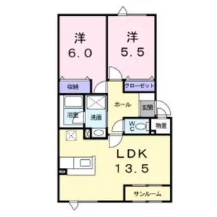 エルレーヴ大川【202号室】の間取り