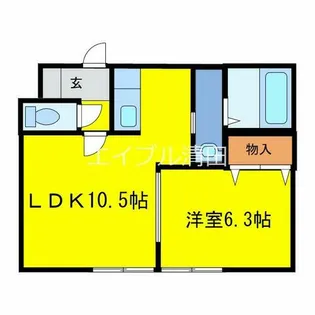アマン北広島【107号室】の間取り