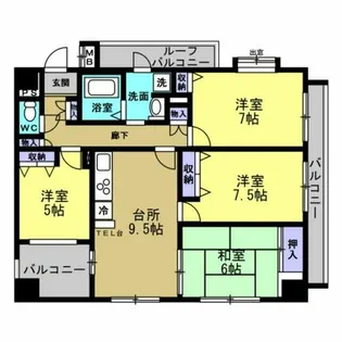 サンライズエモト【2階】の間取り