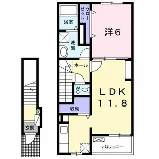 ラウレア 貝塚【2階】の間取り
