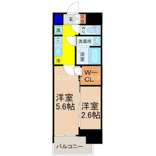 エステムコート名古屋新栄Ⅵアートテラス【6階】の間取り