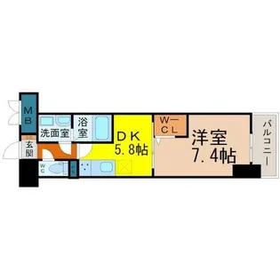 グランパークタワー【8階】の間取り