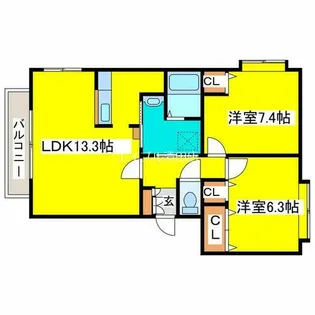 ミュー平岡【101号室】の間取り