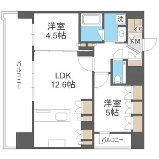 シーズンフラッツ渡辺通【10階】の間取り