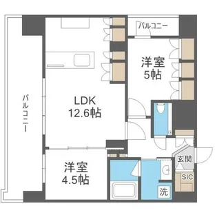 シーズンフラッツ渡辺通【11階】の間取り