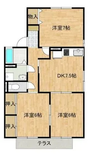 サンハイム甘木B棟【206号室】の間取り