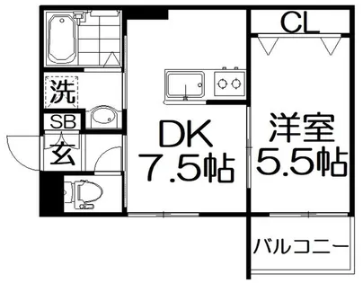 パレミヤビ香里西【1階】の間取り