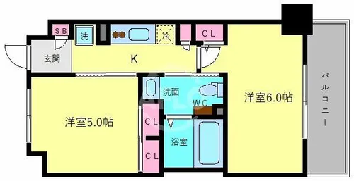エステムプラザ大阪城パークフロント【7階】の間取り