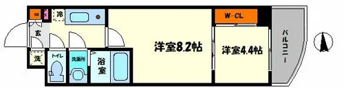 エグゼ難波東【7階】の間取り