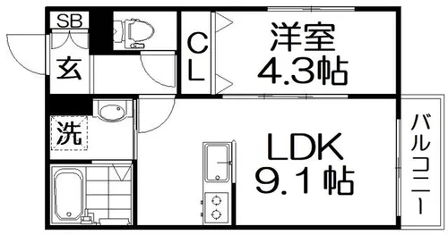 パレミヤビ香里西【2階】の間取り