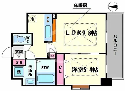 ラムール玉造【7階】の間取り