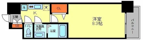 プレデコート北田辺【10階】の間取り