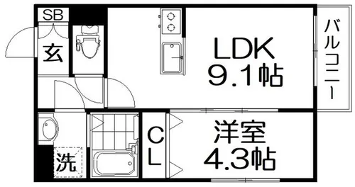 パレミヤビ香里西【3階】の間取り