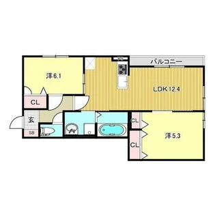 上甲子園廣和レジデンス【3階】の間取り