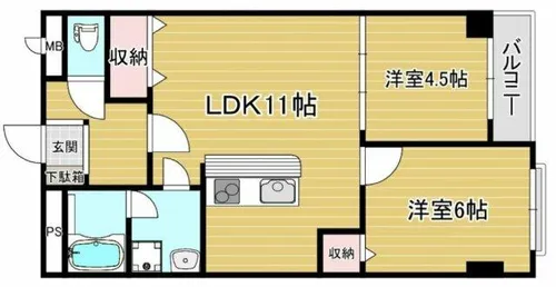 甲子園第2松並ハイツ【2階】の間取り