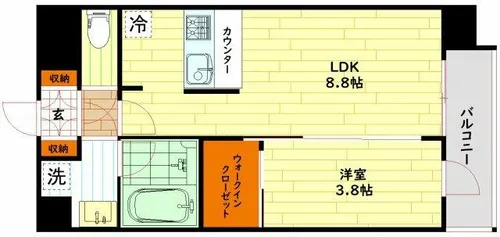 シーズンフラッツ中崎【14階】の間取り