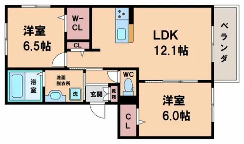 ベルジュ大和川【2階】の間取り