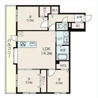 アルファスクエア北22【2階】の間取り